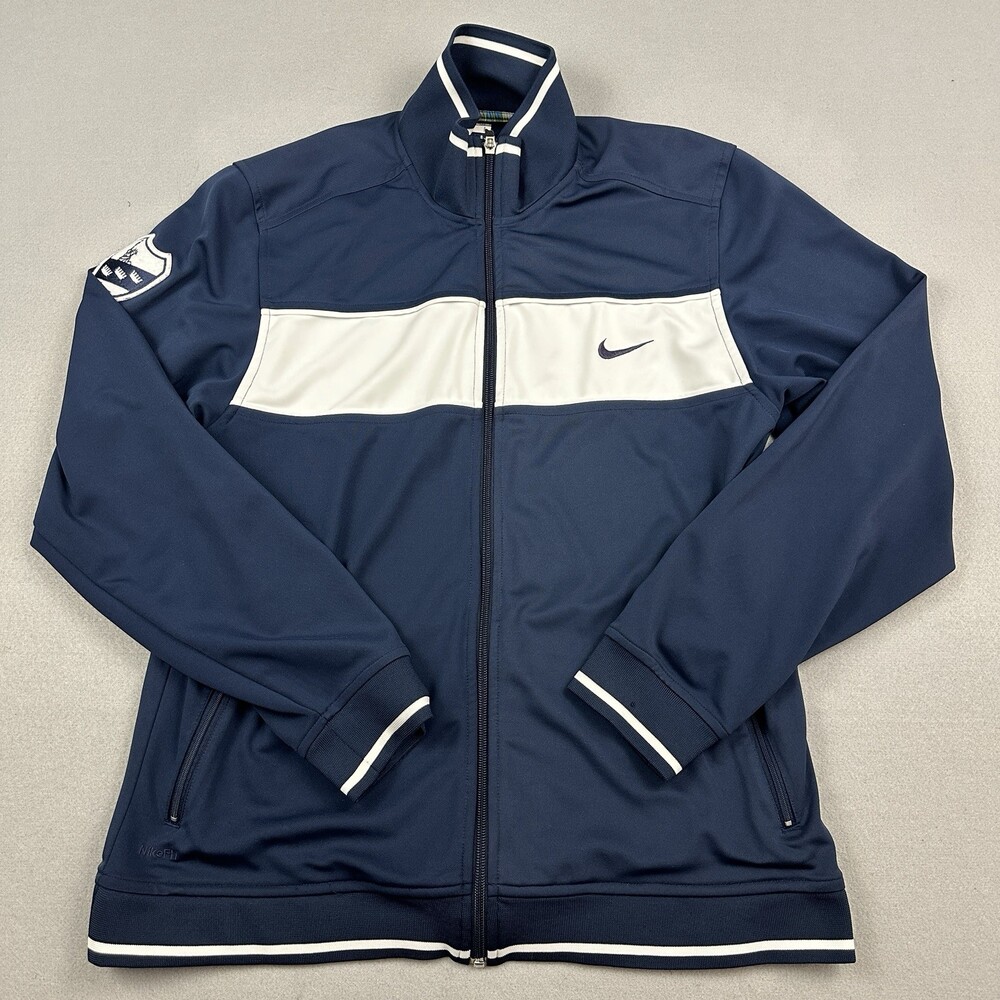 Nike Jacket Men Large Navy Blue White Stripe Challenge Court Windbreaker Shield